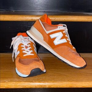 New Balance Orange White Sneakers Low-Top, worn 2-3 times, just cleaned